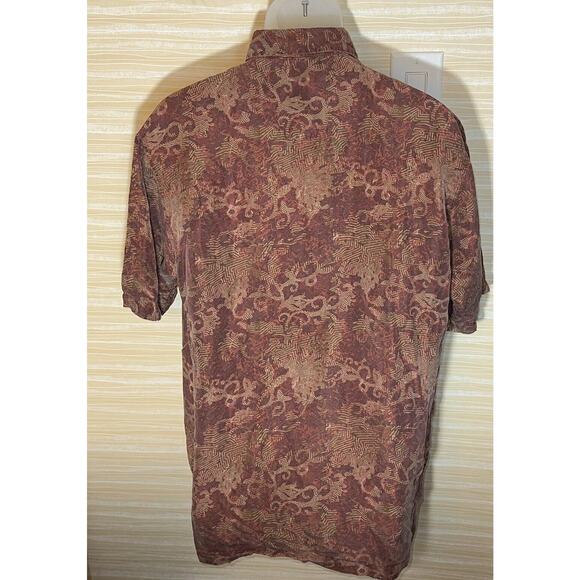 Firethorn Men's Red Muted Hawaiian Silk shirt M 0592 - Picture 3 of 4